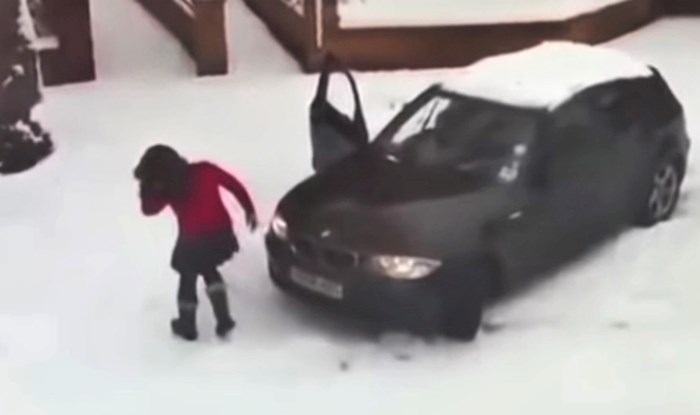 VIDEO Susjed je snimao smotanu ženu kojoj je BMW zapeo u snijegu, najbolji dio je tek kasnije uslijedio