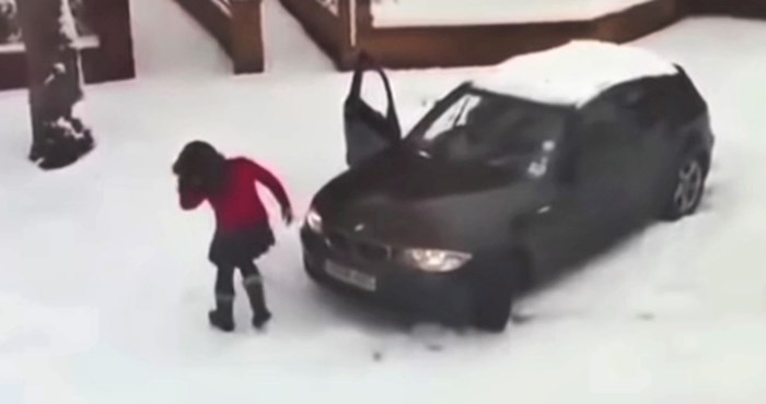 VIDEO Susjed je snimao smotanu ženu kojoj je BMW zapeo u snijegu, najbolji dio je tek kasnije uslijedio