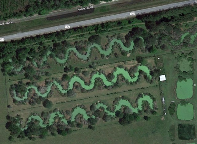 Netko je našao čudna jezera na Google karti. Ovo je zapravo farma aligatora.