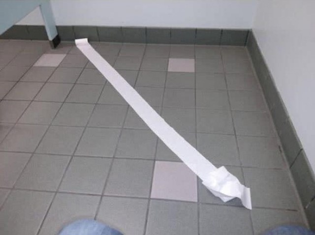 Rola WC papira mu je ispala iz ruke i otkotrljala se do zida...