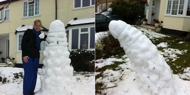 djeca su napravila snjegovića u obliku daleka iz dr. who, no onda se počeo topiti i izgledati kao...