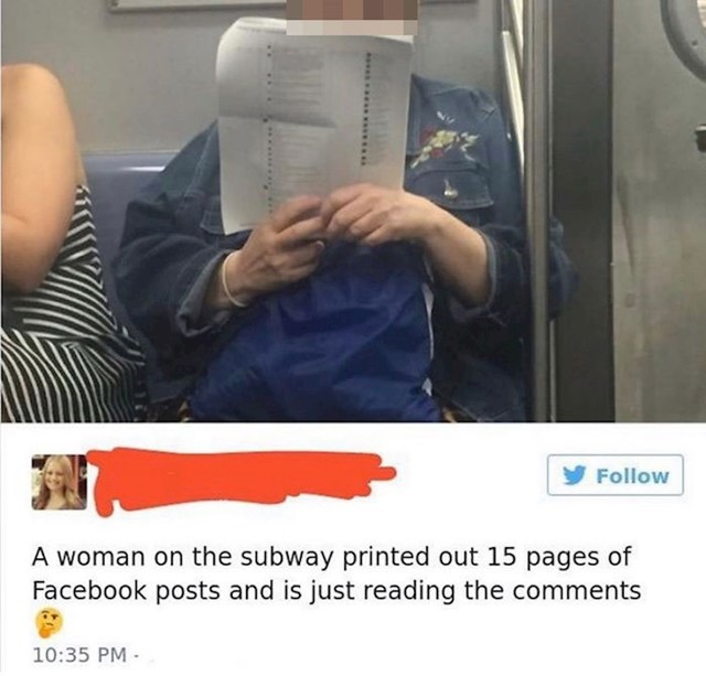 BONUS: Ova osoba je čitala isprintane komentare s Facebooka. 😁