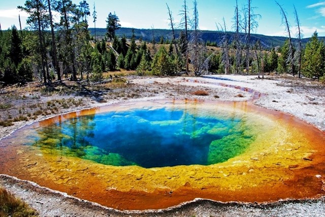 Prirodne boje izvora vruće vode Morning Glory Pool u američkom nacionalnom parku Yellowstone zaista izgledaju prekrasno.