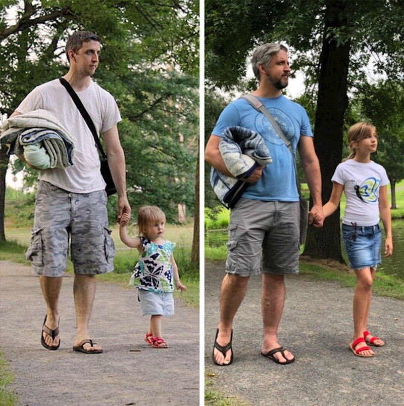 Tata i kći napravili su istu fotku nakon 8 godina.