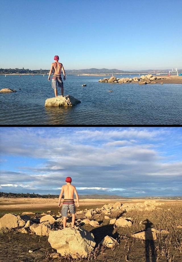 Jezero u Kaliforniji prije i nakon što je nestalo