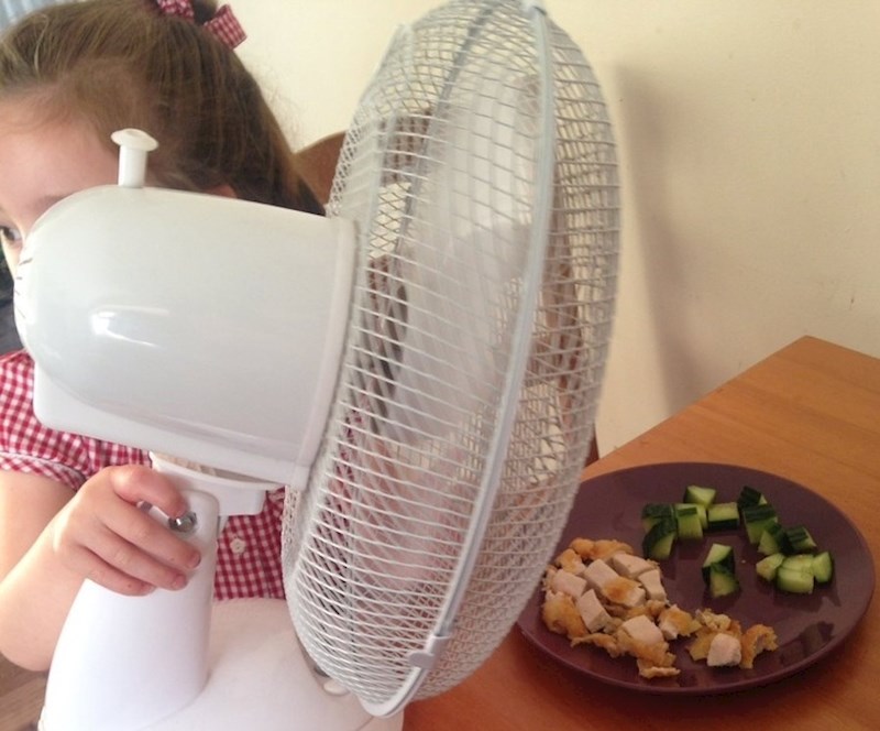 Htjela je da se hrana što prije ohladi.