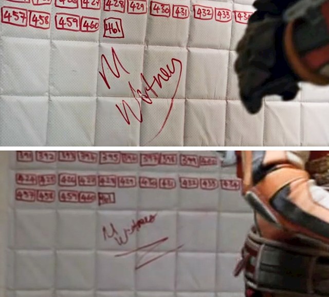 Potpis Marka Watneya iz "Marsovca" izgleda potpuno različito u različitim scenama.