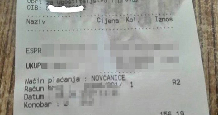 Čovjek je doživio šok kad je vidio račun koji mu je konobar donio
