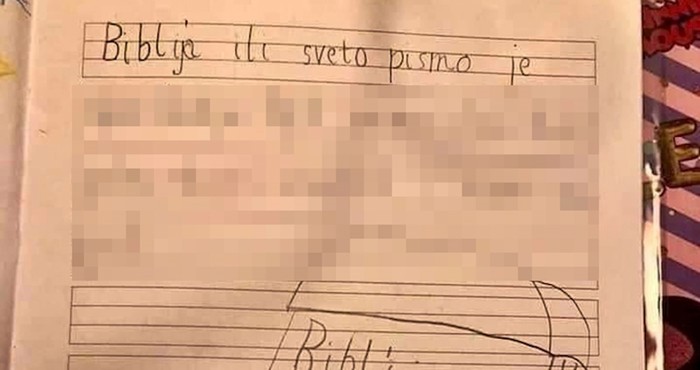 Dijete je u bilježnici objasnilo što je Biblija, greška je roditelje nasmijala do suza