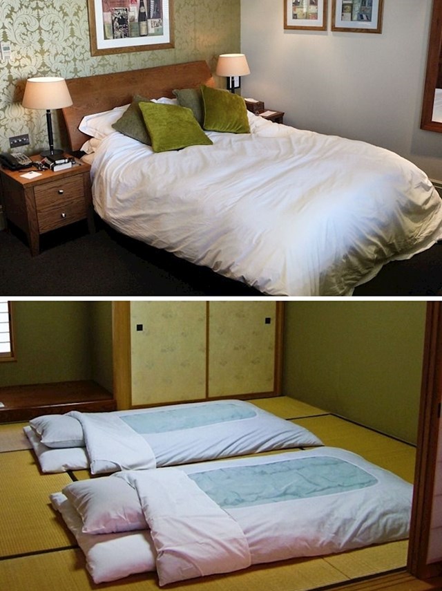 Mnogi ljudi u Japanu ne spavaju na krevetima. Umjesto toga koriste tanke madrace koje stave na pod.