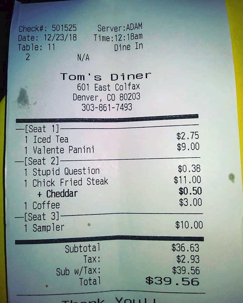 Ovako je izgledao njihov račun: