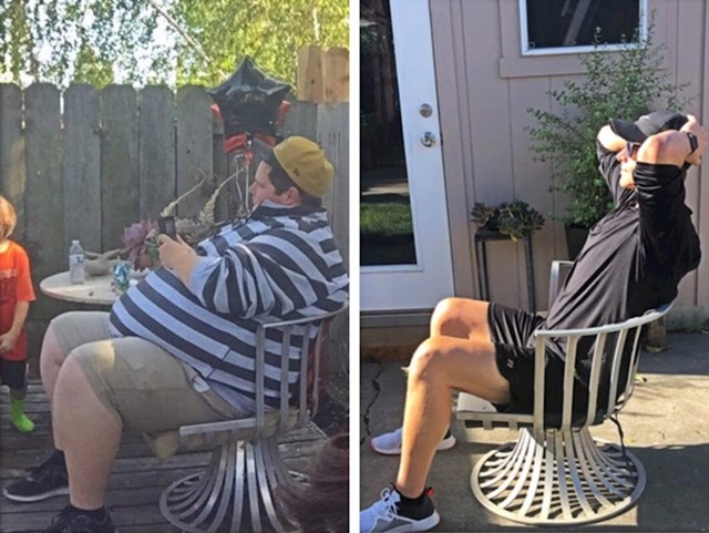 "Ista stolica, 3 godine kasnije. Skinuo sam 143 kg i jedva čekam operaciju kojom ću skinuti višak kože."