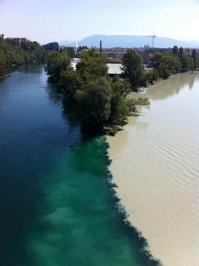 Na ovom mjestu se dvije rijeke spajaju u jednu (Ženeva, Švicarska).