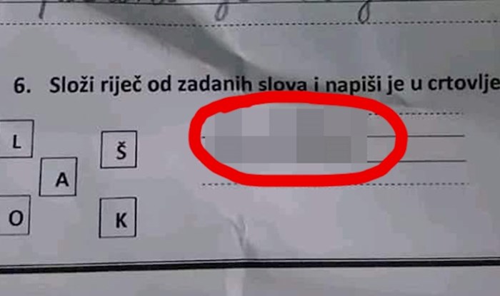 Učenik je od slova trebao sastaviti riječ, svojim rješenjem je nasmijao učiteljicu