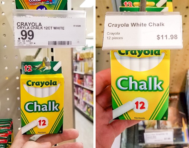 Cijena u supermarketu / Cijena u školskoj knjižari