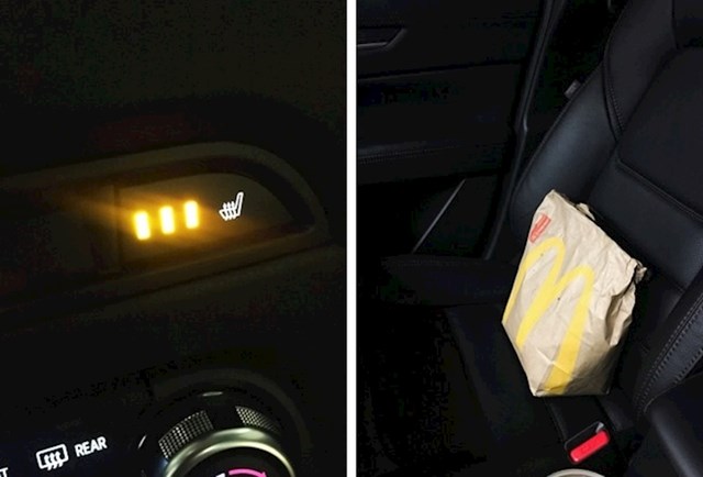 Ovaj vozač je smislio kako će hranu držati toplom. Uključio je grijanje sjedala.