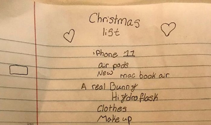 Ljudi se smiju klinkinoj listi želja, njen tata je otkrio što djevojčica želi za Božić