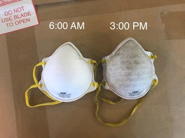 Zaštitna maska nakon odrađene smjene u skladištu