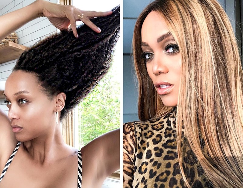 Tyra Banks ima prirodnu crnu kosu, ali često mijenja frizure.