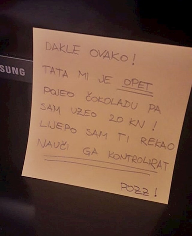 Razočarani sin ostavio je mami poruku i napisao zbog čega je sebi uzeo novac sin je mami objasnio problem: