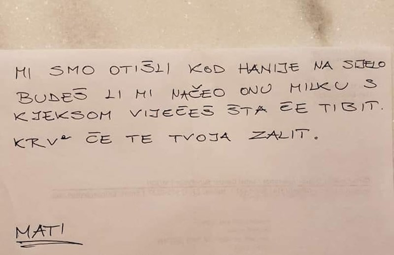 Evo što mu je napisala: