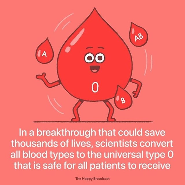 U otkriću koje bi moglo spasiti tisuće života, znanstvenici su sve krvne grupe pretvorili u grupu 0 koja je sigurna za sve pacijente.
