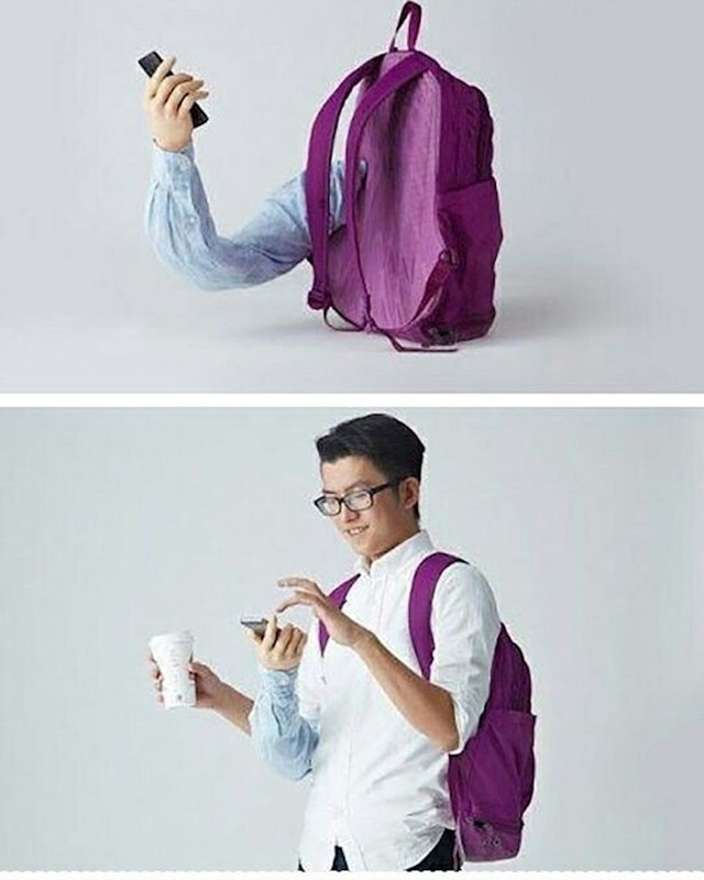 ruksak s rukom koja vam drži mobitel