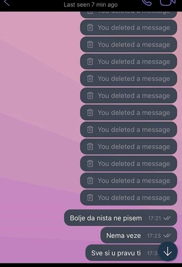 Izbrisao je poruke koje joj je pisao te na kraju dodao ovo...