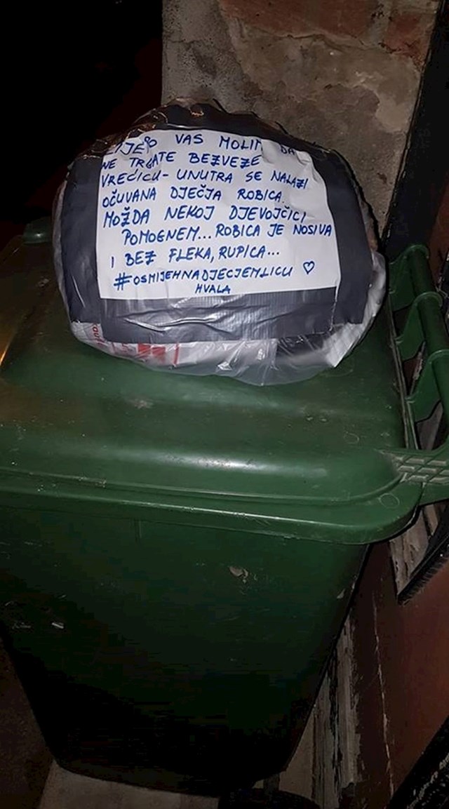 Neko je u Zagrebu na kanti za smeće ostavio vrećicu s porukom koja je izazvala oduševljenje neko je u zagrebu na kanti za smeće ostavio vrećicu s porukom koja je izazvala oduševljenje
