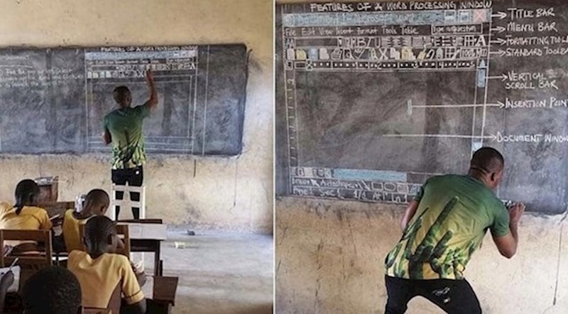 Ovaj učitelj pokušava naučiti djecu o radu u Microsoft Wordu bez računala.