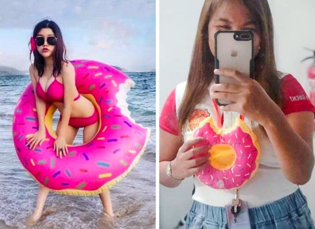 Htjela je nositi ovaj veliki donut na plažu. Ništa od toga.