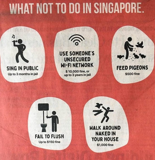 Singapur ima i čudne zakone. Evo što ne biste trebali raditi dok ste tamo.