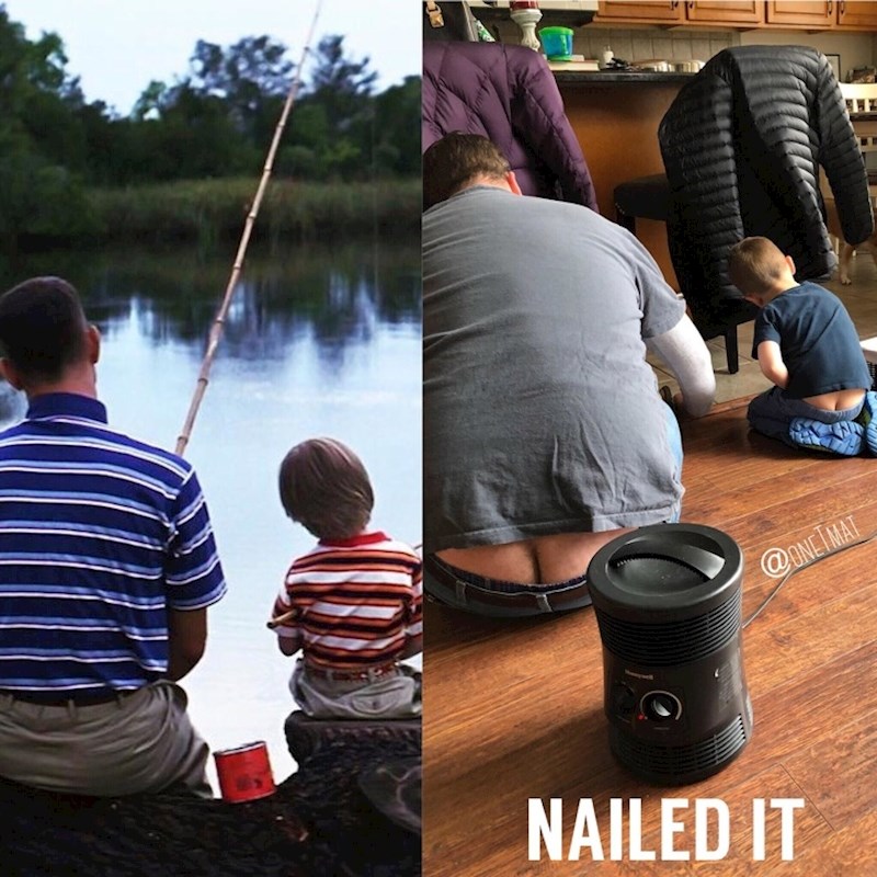 Mama je snimila "dirljivi zajednički trenutak oca i sina", nije baš izgledalo kao na slikama s interneta. :)