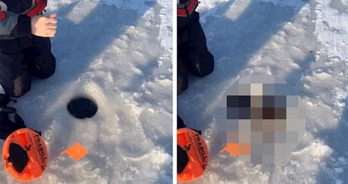 VIDEO Mladić je bio uvjeren da je ulovio ribu, začudio se kad je vidio što je izronilo iz rupice u ledu