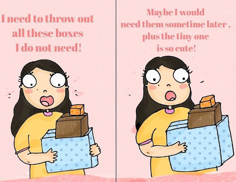 Moram baciti sve ove nepotrebne kutije! / Možda ću ih kasnije trebati, ova mala je tako slatka!