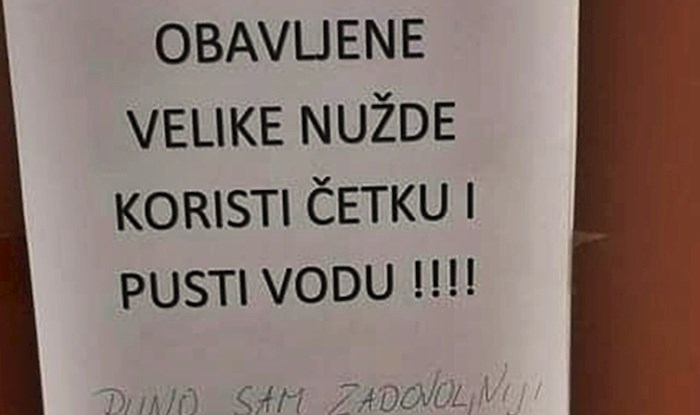 Čistačica je u WC-u našla poruku zafrkanta koji je imao spreman odgovor na njenu zamolbu