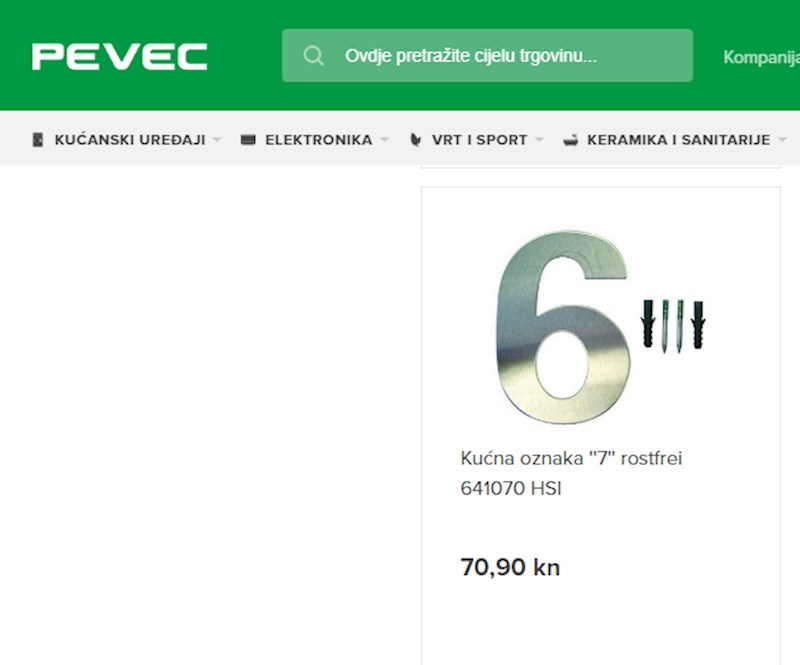 Kućni broj "7" u Pevecu