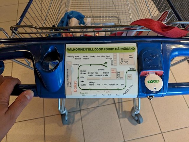 Kolica koja imaju plan trgovine za lakše snalaženje.