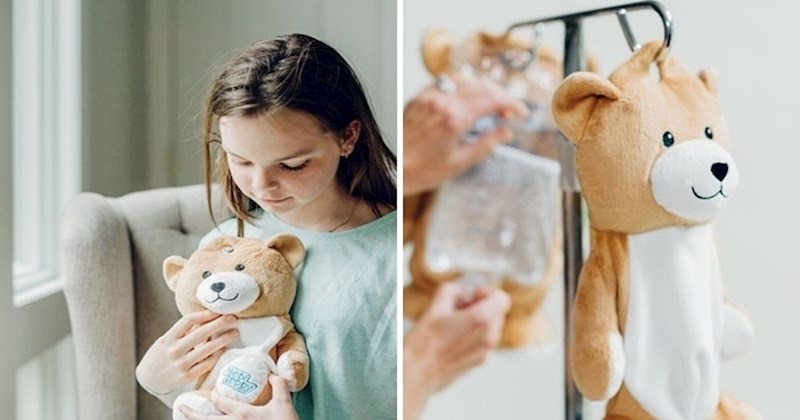 Djevojčica koja pati od neobične bolesti stvorila je medvjediće u kojima se mogu sakriti vreće za infuziju