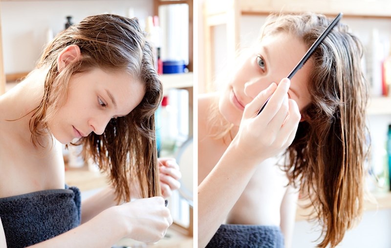 Češljanje mokre kose.