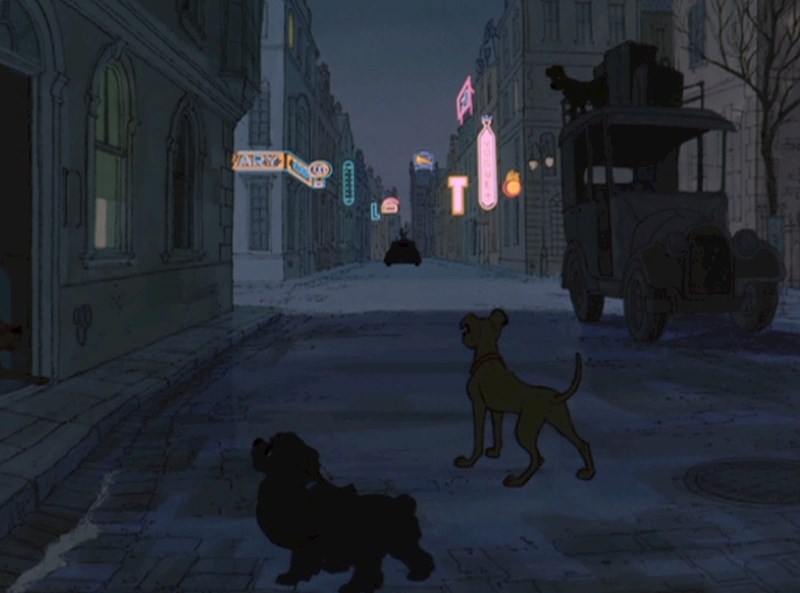 Dama i skitnica u "101 dalmatineru".