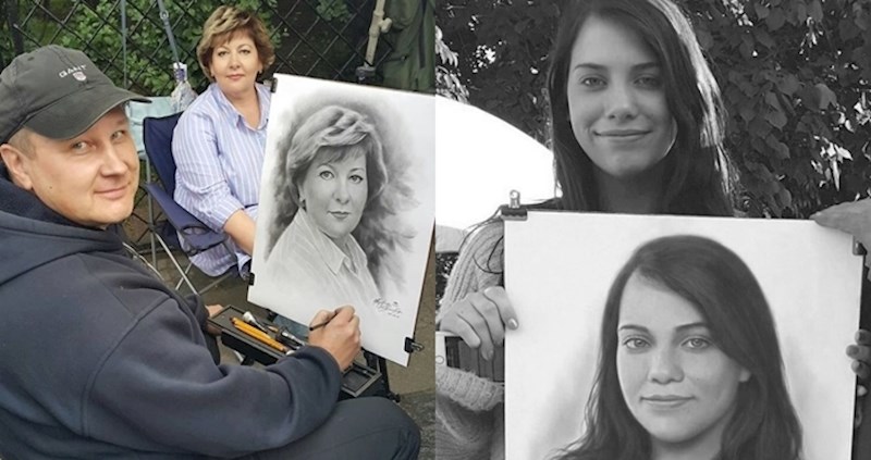 Ruski ulični umjetnik radi realistične portrete prolaznika u samo jednom satu