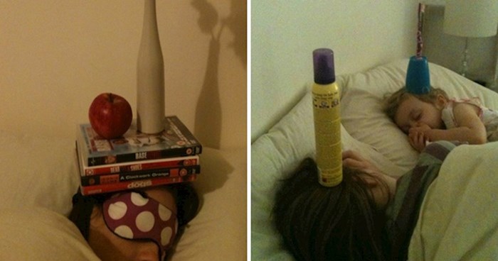 Muškarac napravio umjetnost od balansiranja predmeta na glavi svoje žene dok spava