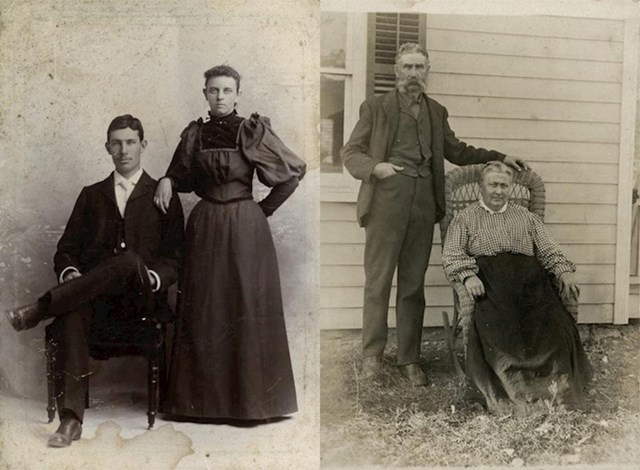 "Moji prapra-baka i djed na njihovom vjenčanju 1867. i onda 50 godina kasnije."
