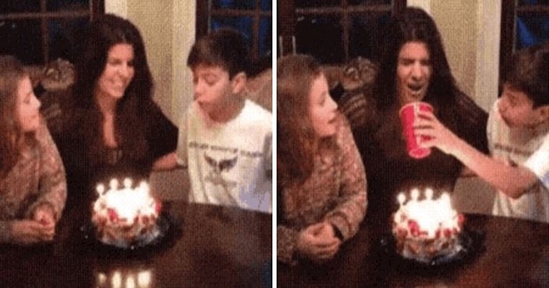 Majka je puhala svjećice za svoj rođendan, ali sin je imao bolju ideju