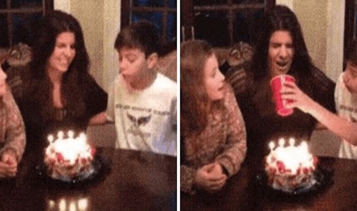 Majka je puhala svjećice za svoj rođendan, ali sin je imao bolju ideju