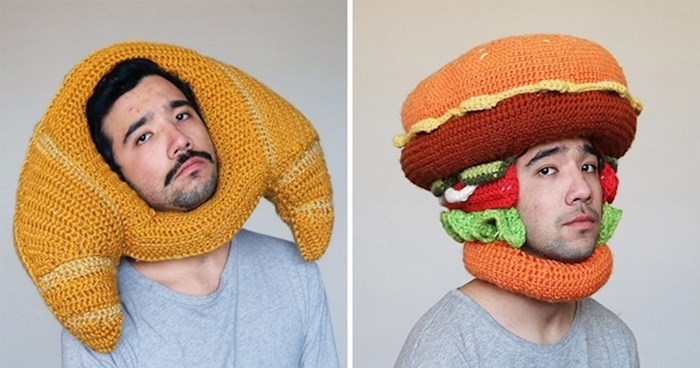 Ovaj umjetnik hekla ogromne kape u obliku hrane i sam ih modelira