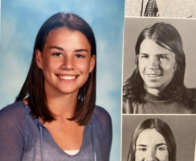 6. Usporedba njezine i fotke njezinog tate u školskom godišnjaku