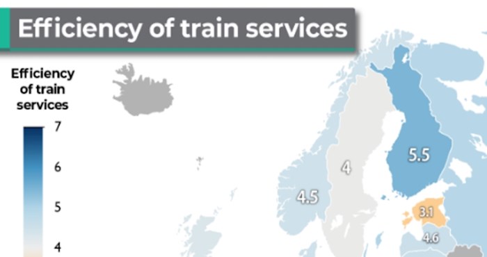 Mapa pokazuje učinkovitost željezničkih usluga u Europi, stanje u Hrvatskoj neće vas iznenaditi