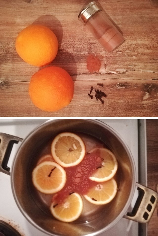 2. Prokuhajte kriške naranče s začinima kako bi se riješili bilo kakvog mirisa